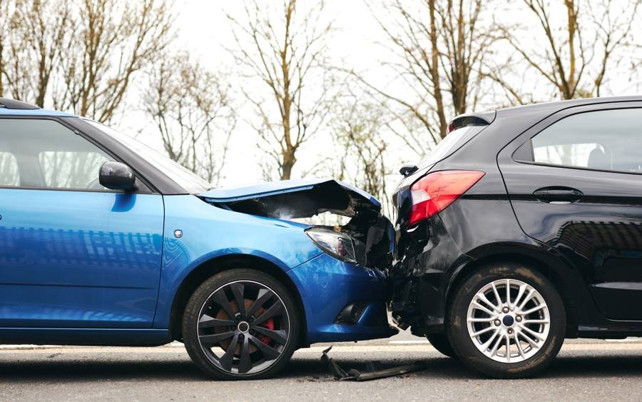 Car accident on a road